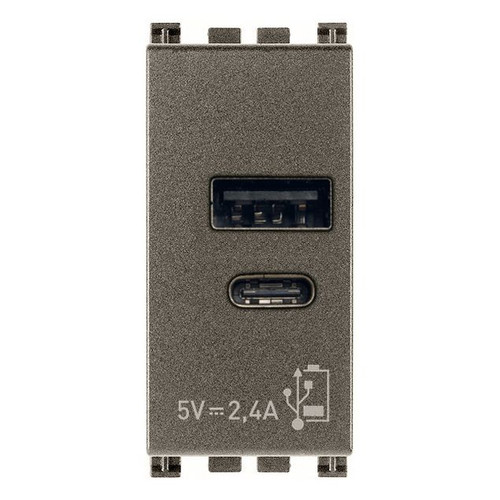Vimar Arké USB Charging Outlet, 120-240V AC, 1 Module