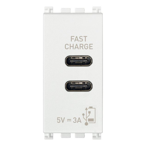 Vimar Arké USB Charging Outlet, 120-240V AC, 1 Module