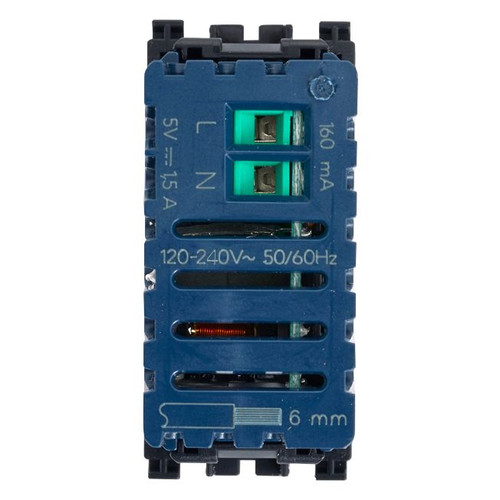 Vimar Arké USB Charging Outlet, 120-240V AC, 1 Module