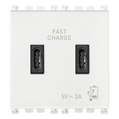 Vimar Arké USB Charging Outlet, 5V, 2 Modules, 50/60 Hz
