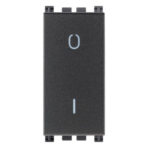 Vimar Arké 19015 2-Pole 1-Way Rocker Switch, 16AX, 250V, IP40, Flush-Mount, Lightable, Replaceable Button