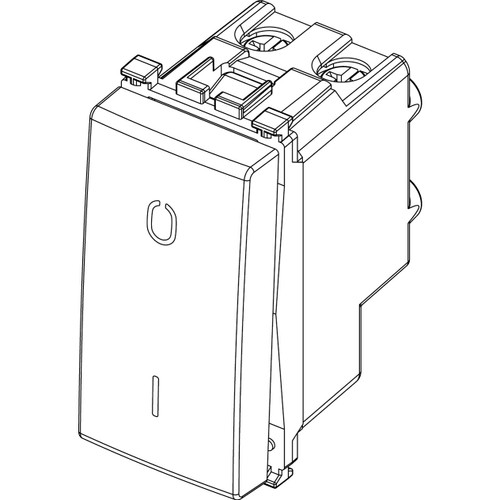 Vimar Arké 19015 2-Pole 1-Way Rocker Switch, 16AX, 250V, IP40, Flush-Mount, Lightable, Replaceable Button