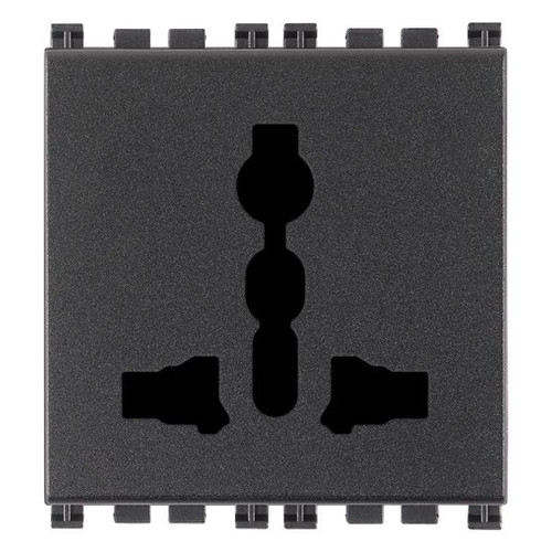 Vimar Arké SICURY Multistandard Socket Outlet, 2P+E, 13A, 250V, 2 Modules