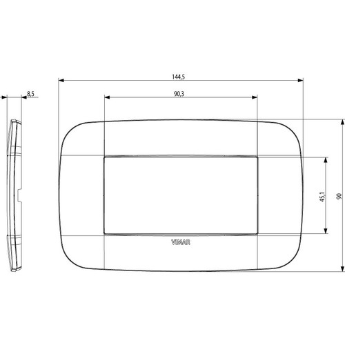 Vimar - Arké 19684 Cover Plate - 4 Module, Solid Wood - Apollo Lighting