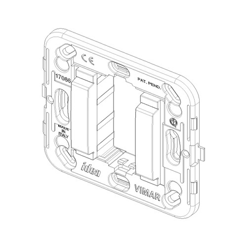 Vimar Idea 17086 1-Module Mounting Frame, For 60 mm or 56x56 mm Flush Boxes, For 09971 Surface Boxes, Smooth Front, Without Screws, Thermoplastic