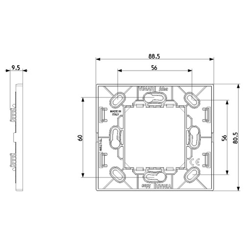 Vimar IDEA RF Device Mounting Frame, 2-Module, For Ocean/Bluetooth/ZigBee Radio Controls