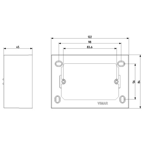 Vimar - Enclosures 09975 Surface Mounting Box - 3 Module, 43.5mm Depth, Surface Mounting, Plastic, IP20 - Apollo Lighting