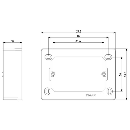 Vimar 3-Module Surface Mounting Box, For Eikon Devices, For Idea Devices, For Plana Devices, 84 x 121.5 x 30 mm, IP20, Halogen-Free Plastic - Apollo Lighting