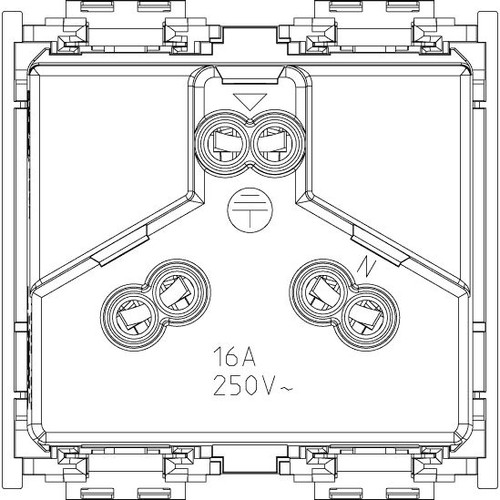 Vimar Idea SICURY Chinese Standard Socket Outlet, 2P+E, 16A 250V, 2 Modules, IP20