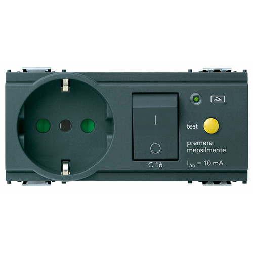 Vimar Idea SICURY P30 C16 RCBO Socket Outlet, 16A 250V, 10mA, 4 Modules