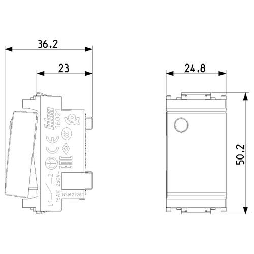 Vimar - Idea 16021 1-Way Rocker Switch - 1P 16 AX 250 V, 1-Way Switch, Luminous, IP40, Plastic - Apollo Lighting