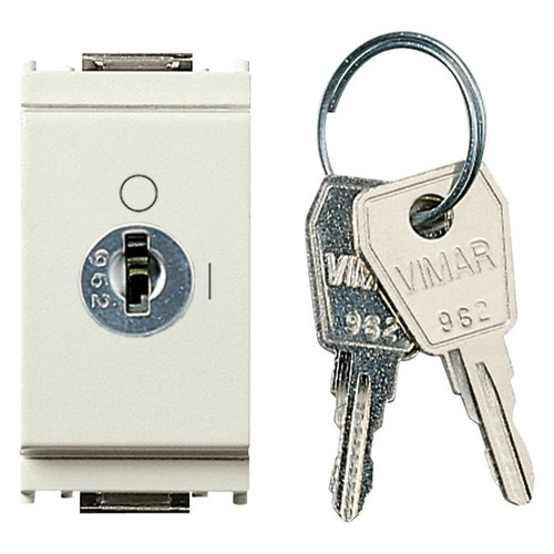 Vimar Idea 2P Key-Operated 1-Way Switch, 16A, 250V, IP40, Flush Mount