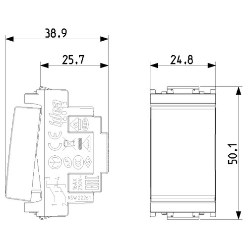 Vimar - Idea 16013 Reversing Rocker Switch - 1P 16 AX 250 V, Reversing Switch, IP40, Plastic - Apollo Lighting