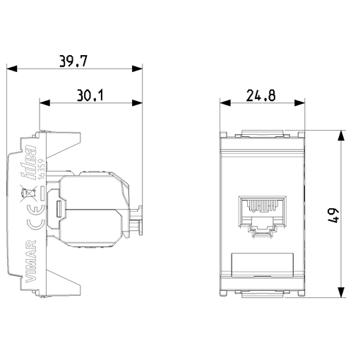 Vimar Netsafe 16359 RJ45 Socket Outlet, T568A/B Wiring, 8-Contact