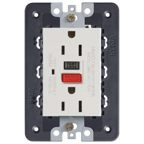 Vimar Idea USA GFCI Duplex Socket Outlet, 15A 125V, IP20