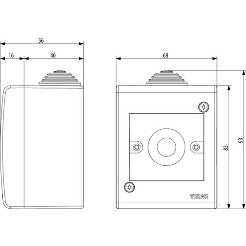 Vimar Idea/8000 IP40 Surface Enclosure, 2 Modules, Plastic
