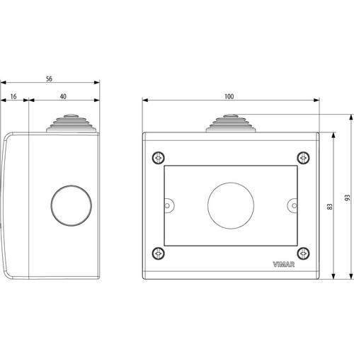Vimar Idea/8000 Surface Enclosure, 3-Module, IP40, RAL 7035 Grey