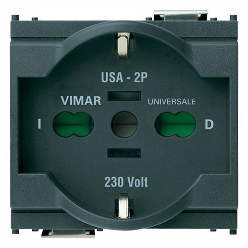 Vimar Idea SICURY 2P+E Universal Socket Outlet, 16A 250V, 2-Module, IP20