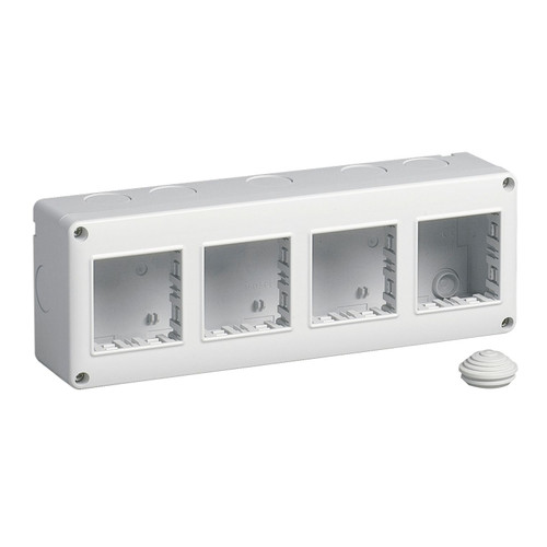 Vimar Isoset 8-Module 2x4 Surface Mount Enclosure, For Eikon and Plana Series, IP40, 23.8x8.3x5.5 cm, Plastic