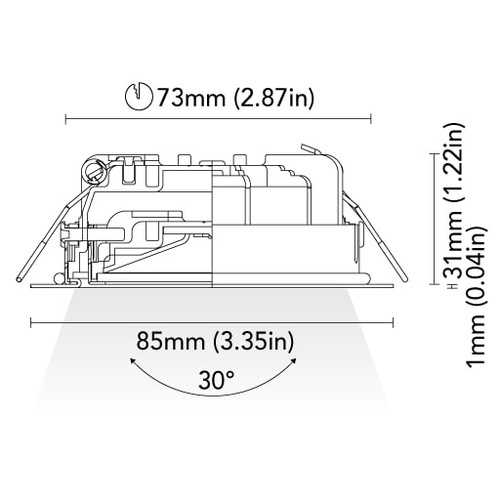 BCM - Newport 85 Downlight - 2W, 8-32V, IP66, Opal Screen, Wide Beam - Apollo Lighting