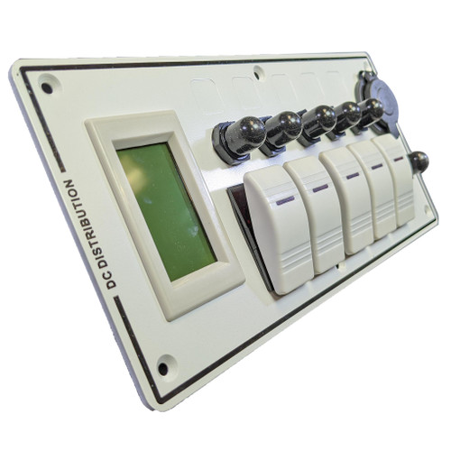 Plash - Switch Panel - 5 Switch, with Breakers, Voltmeter, White (EL-LF5Z/S-VT-WHT) - Apollo Lighting
