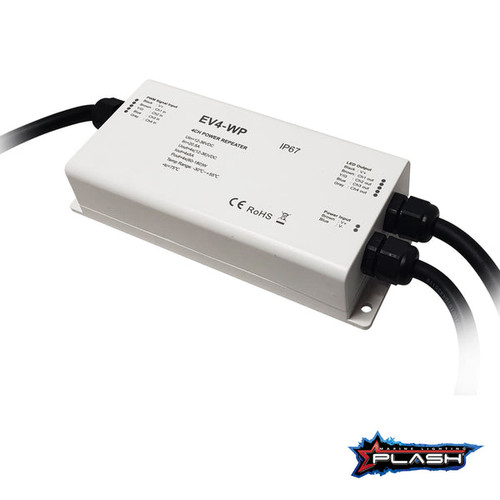 Plash - EV4-Series Waterproof RGBW Amplifier - 5A/CH, 12-36V, IP67 (EV4-AMP) - Apollo Lighting