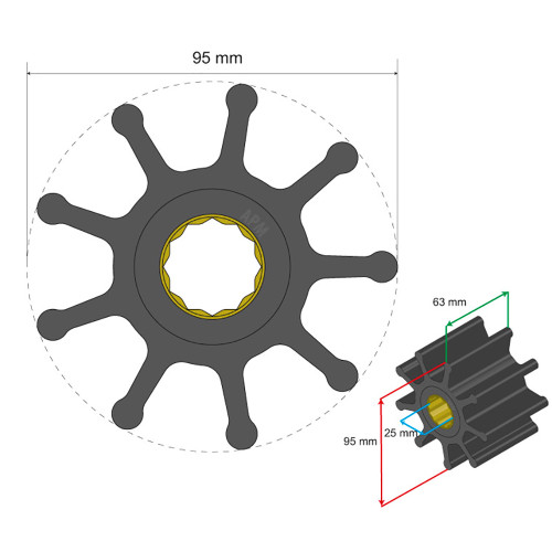 Albin Pump Marine - Premium Impeller - 9 Blade - Apollo Lighting