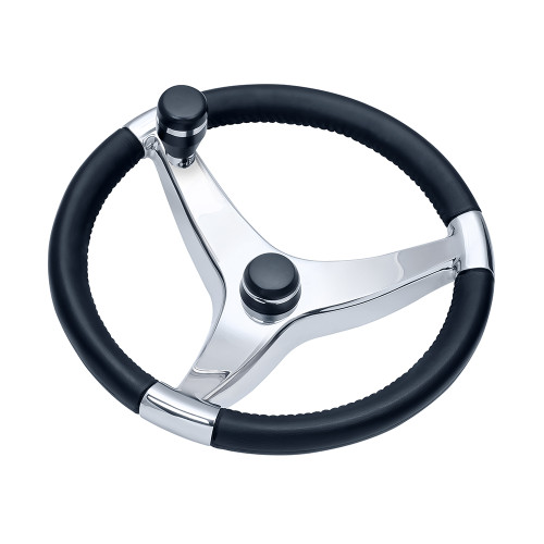 Schmitt Marine - Evo Pro Steering Wheel - Cast Stainless Steel, with Control Knob - Apollo Lighting