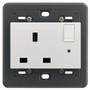 Vimar Eikon SICURY Switched English Standard Socket Outlet, 2P+E, 13A 250V, IP20, 3-Module Mounting Frame, Indicator Unit
