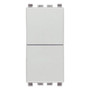 Vimar Eikon Independent Double Push Button Switch, 1P NO + 1P NO, 10A 250V, IP40, Flush-Mount, Halogen-Free Thermoplastic, 22.3 x 49 x 39 mm
