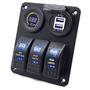 Plash - Switch Panel with Voltmeter, USB - Dual USB Charger, 12V-24V, 20A