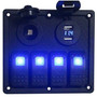 Plash - Switch Panel with Voltmeter, USB - Dual USB Charger, 12V-24V, 20A