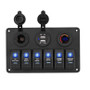 Plash - Switch Panel with Voltmeter, USB - Dual USB Charger, 12V-24V, 20A