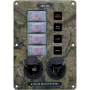 Blue Sea Systems Water-Resistant Circuit Breaker Switch Panel, 12V DC, Illuminated 15A Breakers, Exposed Mount