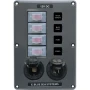Blue Sea Systems Water-Resistant Circuit Breaker Switch Panel, 12V DC, Illuminated 15A Breakers, Exposed Mount