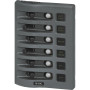 Blue Sea Systems WeatherDeck Waterproof Circuit Breaker Panel, 12/24V DC, IP67, 15A Per Circuit, Green LED Backlit Labels, Gray Panel - Apollo Lighting