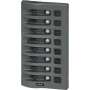 Blue Sea Systems WeatherDeck Waterproof Circuit Breaker Panel, 12/24V DC, IP67, 15A Per Circuit, Green LED Backlit Labels, Gray Panel