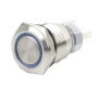 Hella Marine 8455 LED Ring Push Button Switch, IP67, 5A, 19mm, Through-Panel Mount, 304 Stainless Steel, 5-Pin Terminal, 1NO/1NC