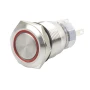 Hella Marine 8455 LED Ring Push Button Switch, IP67, 5A, 19mm, Through-Panel Mount, 304 Stainless Steel, 5-Pin Terminal, 1NO/1NC