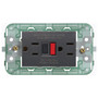 Vimar Neve Up Dual USA GFCI Outlet, 2P+E, 15A, 125V, 60Hz, 3-Module