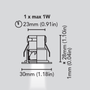 BCM - Mini Roe 30 Downlight - 3000K, IP65