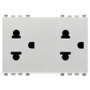 Vimar EIKON Two 2P+E USA+EU SICURY Socket Outlets, 16A, 250V, Flush Mount, 3 Module, IP20 - Apollo Lighting