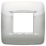 Vimar Eikon 2-Module Round British Cover Plate, 95 x 95 mm, IP00, Halogen-Free, Clamp Mounting