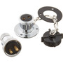 Hella Marine 2-Pole Plug and Socket, Water-Resistant, Chrome Brass, 10A at 12V, Screw Terminals, For 6.5mm Cable, With Plastic Cap