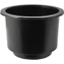 Attwood Marine Flush Mount Cup Holder, 3 3/4 in Cutout, 3 1/8 in Deep, Self-Draining, Black Polymer