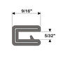 TACO Marine Flex Trim, 5/32 in Opening, 9/16 in Depth, Flexible PVC, Aluminum Clips