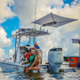 TACO Marine ShadeFin Boat Shade, For Standard Rod Holders, 5 x 6 ft, UPF 50+