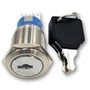 Mega LED - Key Switch Button - Stainless Steel Key Switch For 12V or 24V DC, 5A 250V Contacts (32356)