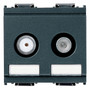 Vimar Idea Coaxial TV-RD-SAT Socket Outlet, 5-2400 MHz, 2 Outputs, 24V 500 mA DC Pass, 2 Modules