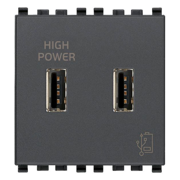 Vimar Eikon 2-Port USB Supply Unit, 5V, 2 Modules, Flush-Mounted